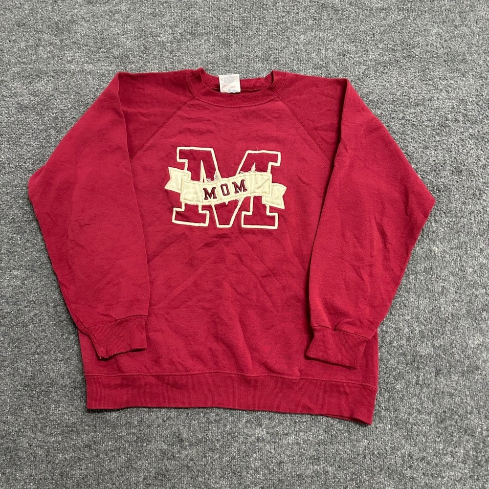 Hanes Sweatshirt Womens Size Large Red Vintage Mom Graphic Crewneck Pullover